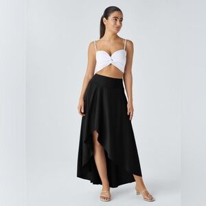 Breezeful High Waisted High Low Ruffle 2-in-1 Flowy Quick Dry Casual Maxi Skirt